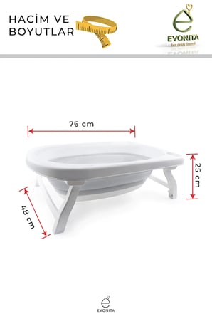 Katlanabilir Ayaklı Bebek Küveti 76x48x25 cm – Portatif Katlanır Bebek Bany