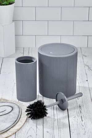 Yuvarlak Çöp Kovası & Yuvarlak Tuvalet Fırçası Seti Ikili Banyo Seti Açık G