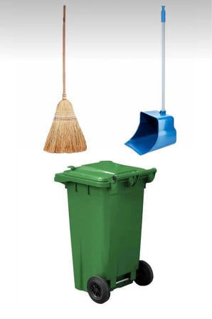 Yesil Plastik Çöp Konteyneri 120 lt Isıya Karşı Dayanıklı Çöpçü Faraş Takım