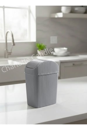 Döner Kapaklı Siyah 2.5 Litre Mini Banyo Çöp Kovası - Tuvalet Çöp Kutusu Ba