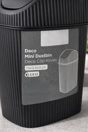 Döner Kapaklı Siyah 2.5 Litre Mini Banyo Çöp Kovası - Tuvalet Çöp Kutusu Ba