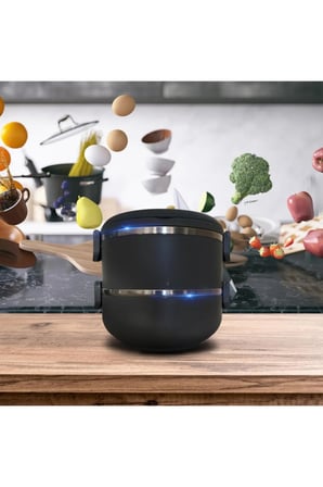2 Katlı Sızdırmaz Yemek Termosu Sefer Tası Füme