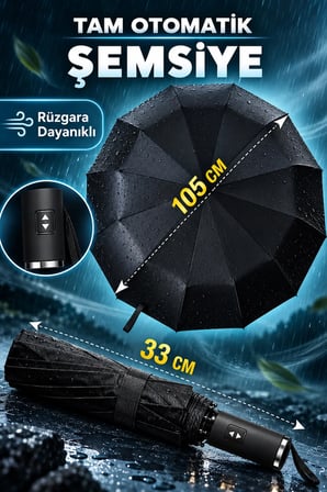 Tam Otomatik Aç Kapa Unisex Rüzgara Dayanıklı Şemsiye