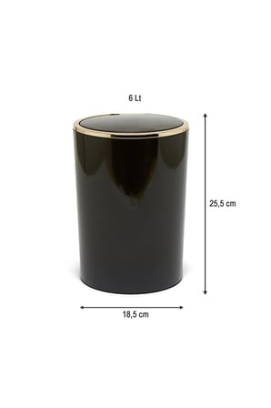 Lenox 6 LT Banyo Mutfak Ofis Çöp Kovası - Siyah & Altın