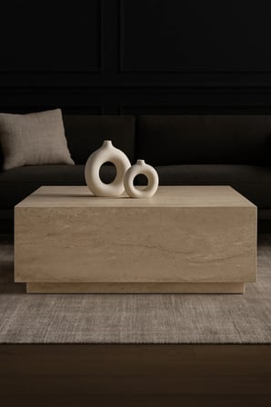 90x90cm Traverten Kare Orta Sehpa Lizbon Model