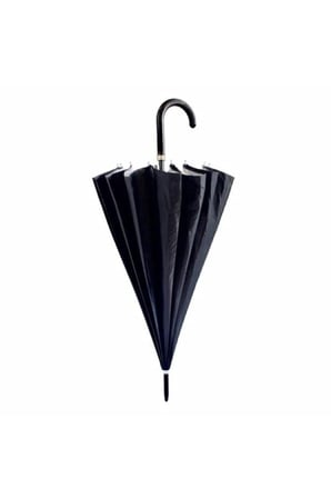 Fiber Telli Dışı Siyah Içi Gümüş Renk Baston Şemsiye Unisex Şemsiye 80 Cm