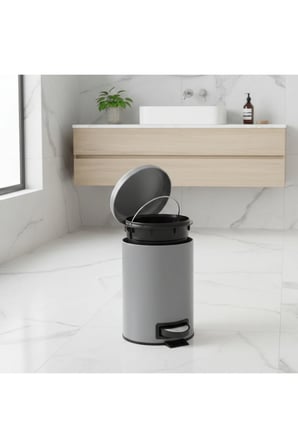 3 Litre GRİ Banyo Seti Elit Lüks Pedallı Çöp Kovası LÜKS Banyo Seti MUTFAK
