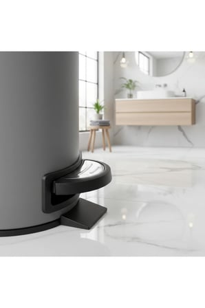 3 Litre GRİ Banyo Seti Elit Lüks Pedallı Çöp Kovası LÜKS Banyo Seti MUTFAK