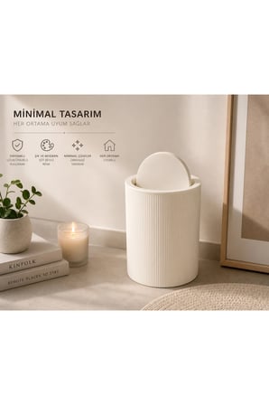 NovaFlip Açılır Kapaklı Yuvarlak Çöp Kovası 6,25 L – Kompakt & Modern Tasar