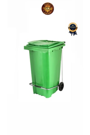1. kalite PEDALLI 120 LT yeşil çöp konteyneri atık çöp kovası büyük boy