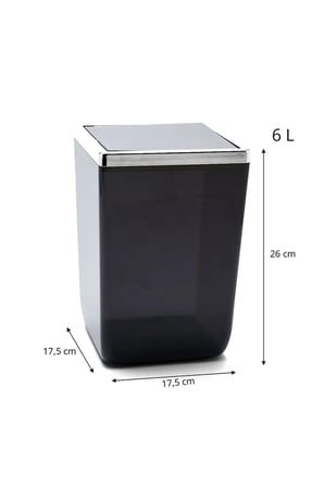 Biga 6 LT Banyo Mutfak Çöp Kovası - Şeffaf Siyah & Krom