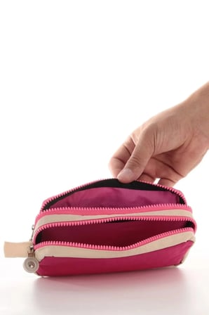 3 Bölmeli Pembe Krinkıl Kumaş Kalemlik, Şık ve Kullanışlı Tasarım