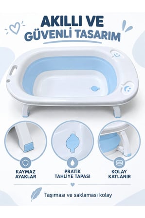Katlanabilir Bebek Küveti Soft Silikon Destekli Banyo Akordion Duş Oyun Ala