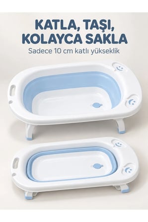 Katlanabilir Bebek Küveti Soft Silikon Destekli Banyo Akordion Duş Oyun Ala