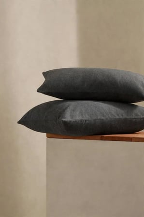 Pamuk Penye Fermuarlı Yastık Kılıfı 2'li Paket Antrasit 50x70 cm