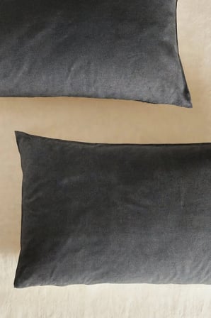 Pamuk Penye Fermuarlı Yastık Kılıfı 2'li Paket Antrasit 50x70 cm