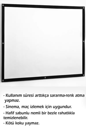 250x200 Beyaz Sabit Duvar Projeksiyon Perdesi, yüksek kalite görüntü sunar