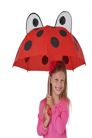 Uğur Böceği Desenli Çocuk Şemsiyesi Kulaklı 60 Cm