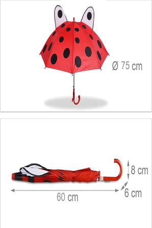 Uğur Böceği Desenli Çocuk Şemsiyesi Kulaklı 60 Cm