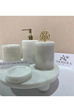 5 Parça Mermer Top Ayaklı Banyo Seti