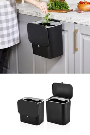 15 Litre Fonksiyonel Kapaklı Banyo Ve Mutfak Tezgahüstü Çöp Kovası Dolap Ve