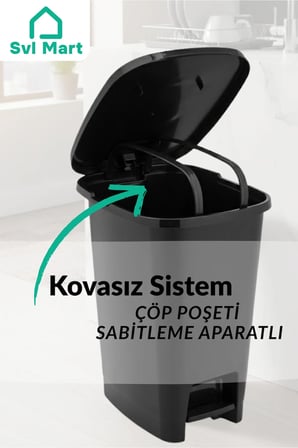 10 Litre Slim & Pedallı Plastik Çöp Kovası Çöp Kutusu İç Kovasız Sistem