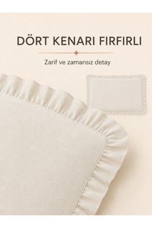 Fırfırlı Yastık Kılıfı 50x70 cm Ekru Bohem Keten Dekoratif