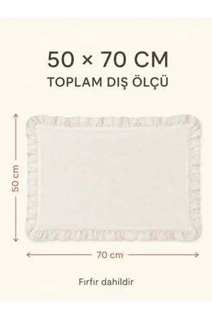 Fırfırlı Yastık Kılıfı 50x70 cm Ekru Bohem Keten Dekoratif
