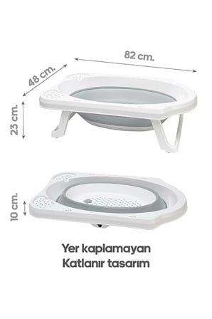 Yenidoğan Bebek Katlanır Banyo Seti Gri