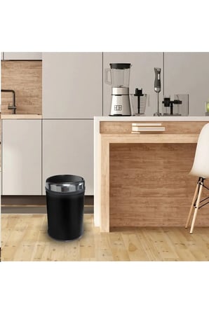 Döner Kapaklı Pratik Çöp Kovası 8 LT Siyah Paslanmaz Banyo Tuvalet Balkon T