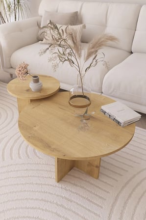 2 li Orta Sehpa Seti, İskandinav Stil, Bohem, 72 cm, 40 cm