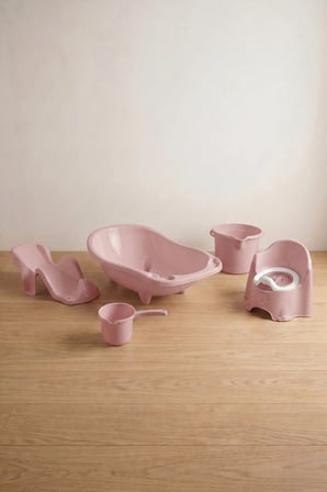 5'li Fileli Set Yenidoğan Küvet Seti Pembe