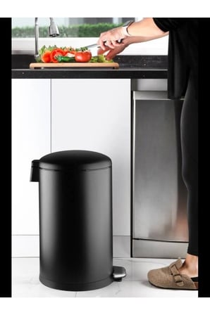 Primanova Bombe Kapaklı Yumuşak Kapanan Çelik Çöp Kovası 30 LT Mat Texture