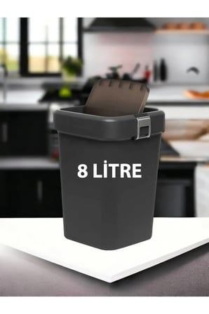 Technow Motek COB-410 Comfort Dustbin 8 Litre Çöp Kutusu Kovası Siyah-Antra