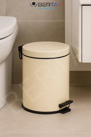 Krem Pedallı Metal Çöp Kovası 3lt Paslanmaz Çelik Iç Kovalı Banyo Tuvalet M