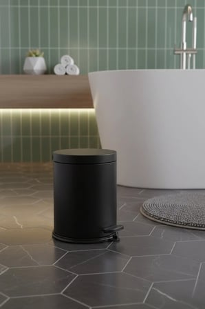 3 Litre Siyah Çöp Kovası Tuvalet Banyo Balkon Mutfak Pedallı Kovalı Çöp Kov