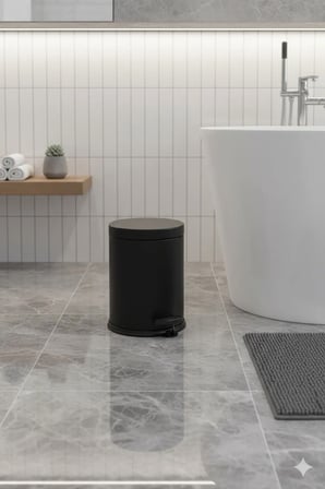 3 Litre Siyah Çöp Kovası Tuvalet Banyo Balkon Mutfak Pedallı Kovalı Çöp Kov