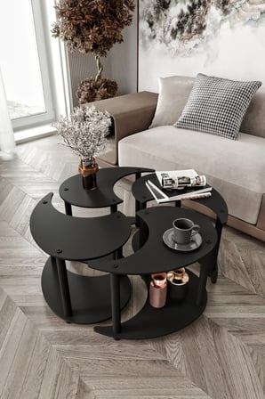 YİN YANG UNITY SERENITY ORTA SEHPA SİYAH 70 CM