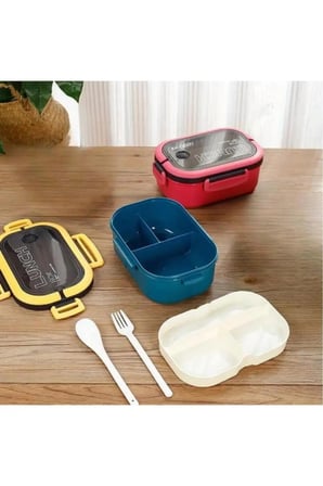 1200 ml Beslenme Kutusu Yemek Saklama Kabı Çatal Kaşık