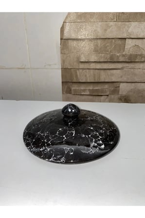Siyah Mermer Desenli Seramik Çöp Kovası Kapağı, şık ve dayanıklı tasarım