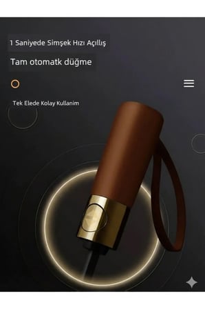 SİYAH 10 TELLİ AHŞAP ÇİFT TEL FULL OTOMATİK BAY ŞEMSİYE RÜZGARDA TERS DÖNME