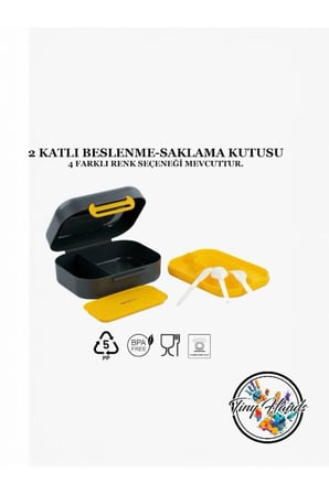 2 Katlı Beslenme Kutusu Bıçak Çatallı Yemek Saklama Kabı Mor