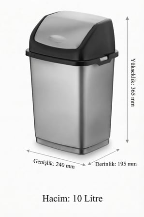 Sallanan Kapaklı Çöp Kovası 10 Litre | Kapaklı Plastik Mutfak Banyo Ev Ofis
