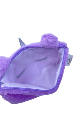 Mor Unicorn Peluş Kalem Çantası, Şık ve Sevimli Tasarım
