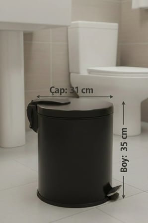 Siyah 20 Litre Çöp Kovası Mutfak Çelik Pedallı Metal 20 Lt Çöp Kovası Lüx B