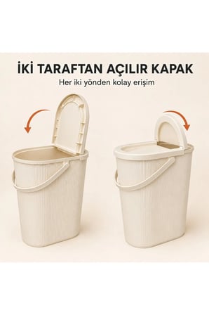 24 Litre Çok Amaçlı Kulplu Çöp Kovası Kapaklı Çöp Kutusu Banyo Mutfak Organ