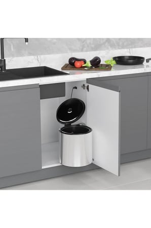 2251 Çöp Kovası Paslanmaz 10lt Krom s-2251-ss