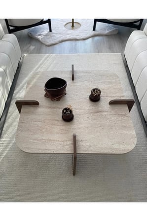 Bohem Stil 70x70 Cm Mermer Desen Orta Sehpa
