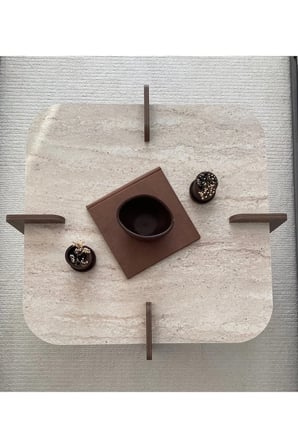 Bohem Stil 70x70 Cm Mermer Desen Orta Sehpa