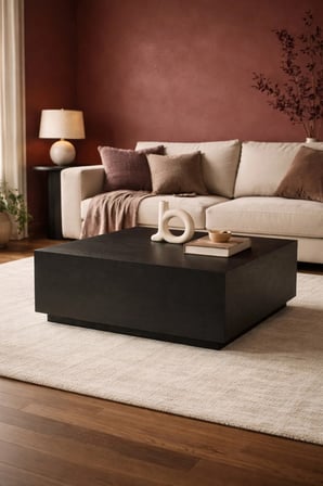 90x90cm Siyah Kare Orta Sehpa Lizbon Model